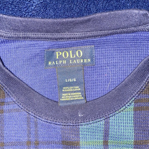 Men’s Polo by Ralph Lauren Plaid Long Sleeve Thermal Shirt - Picture 3 of 3
